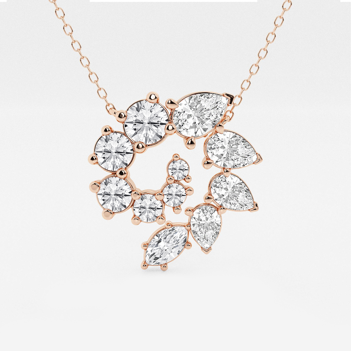 3 ctw Multi-Shape Lab Grown Diamond Swirl Pendant