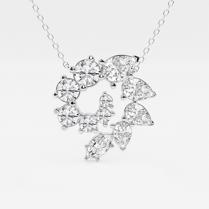 3 ctw Multi-Shape Lab Grown Diamond Swirl Pendant