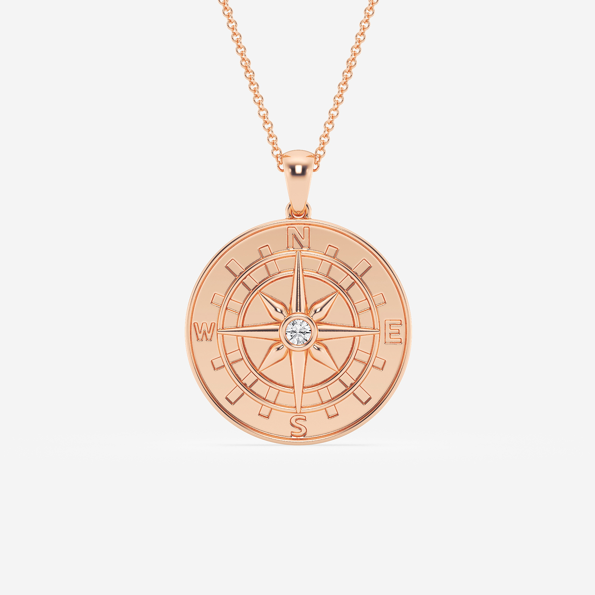 1/10 ctw Round Lab Grown Diamond Compass Pendant