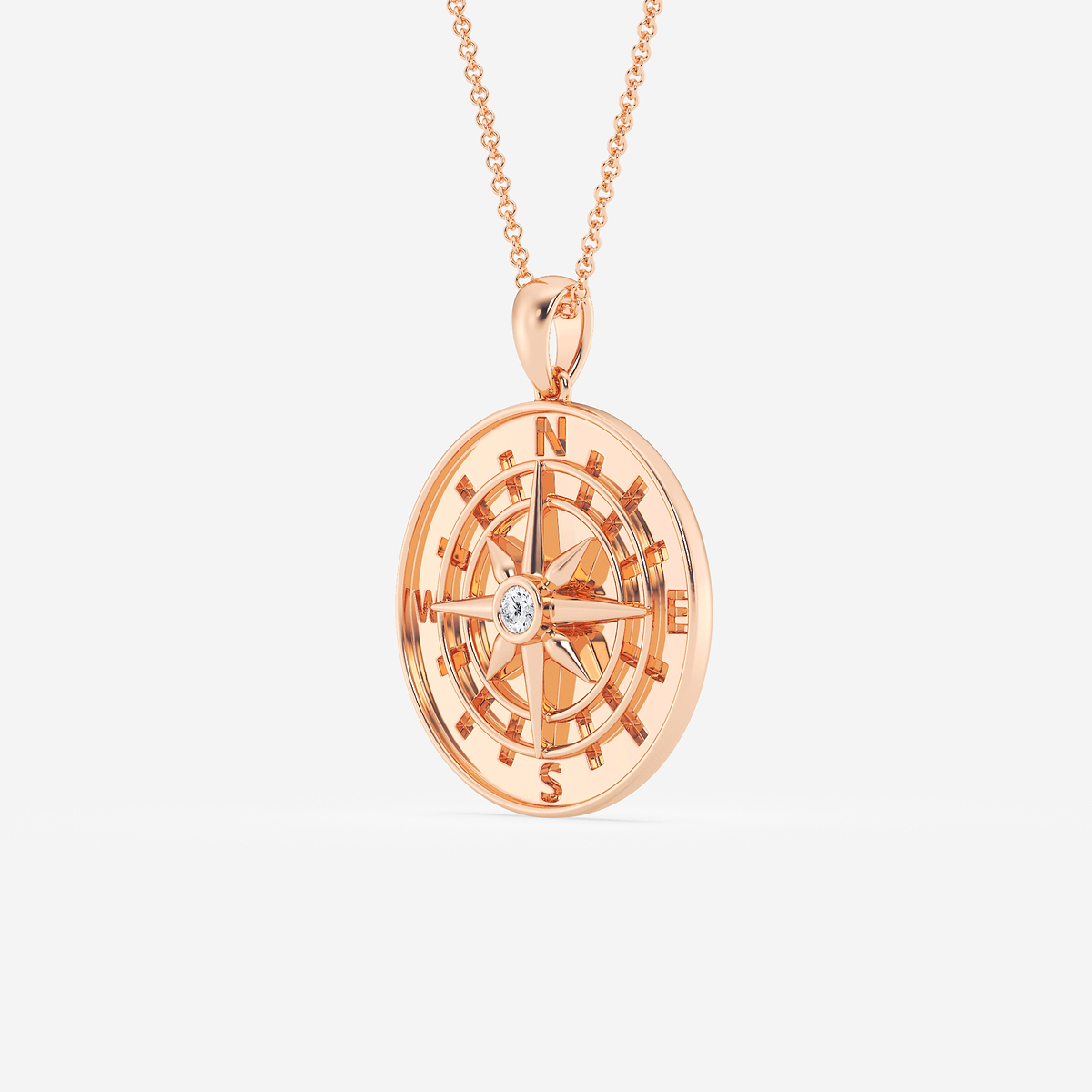 Additional Image 1 for  1/10 ctw Round Lab Grown Diamond Compass Pendant