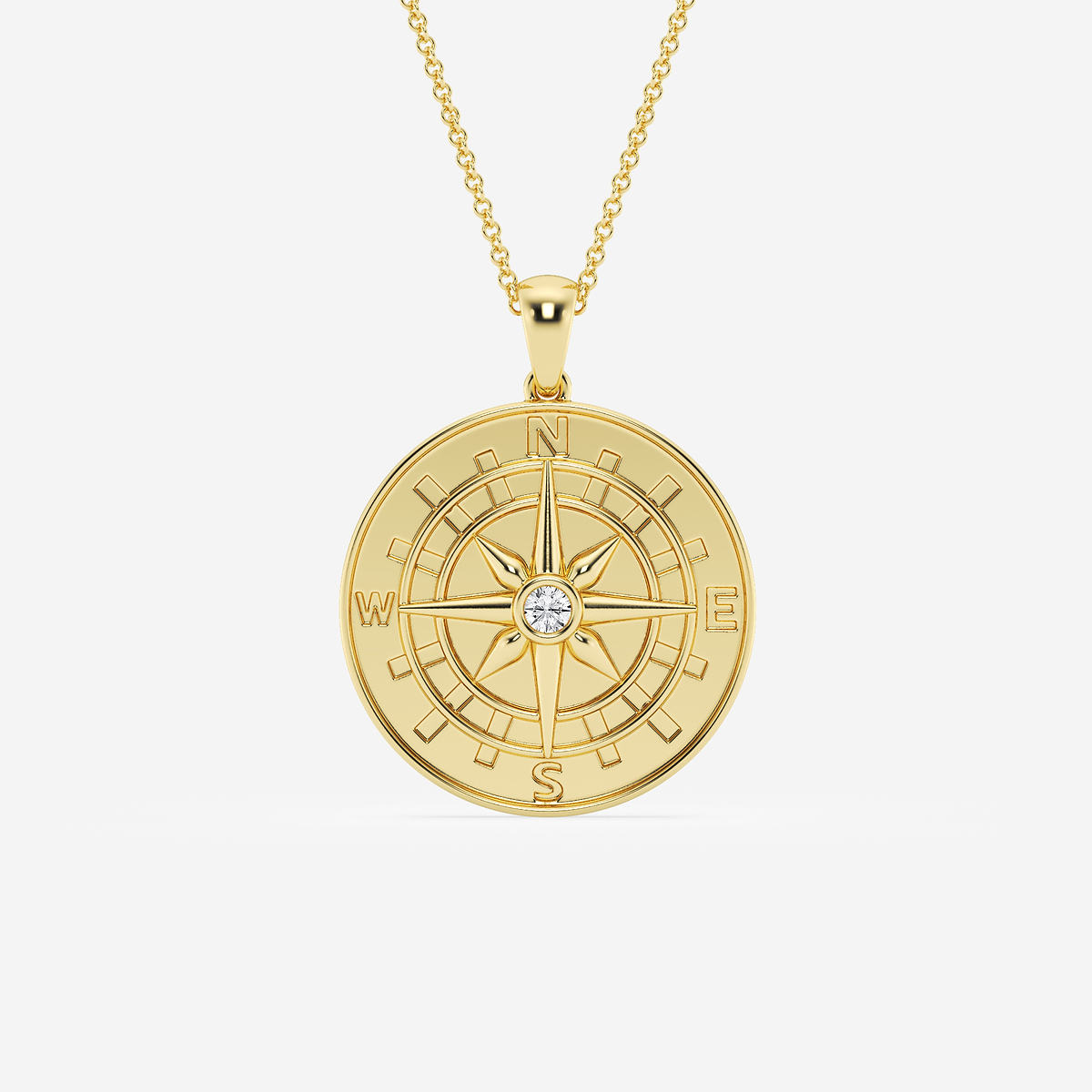 1/10 ctw Round Lab Grown Diamond Compass Pendant