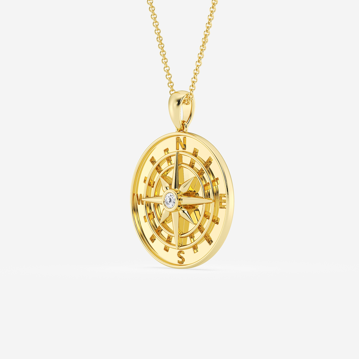 Additional Image 1 for  1/10 ctw Round Lab Grown Diamond Compass Pendant
