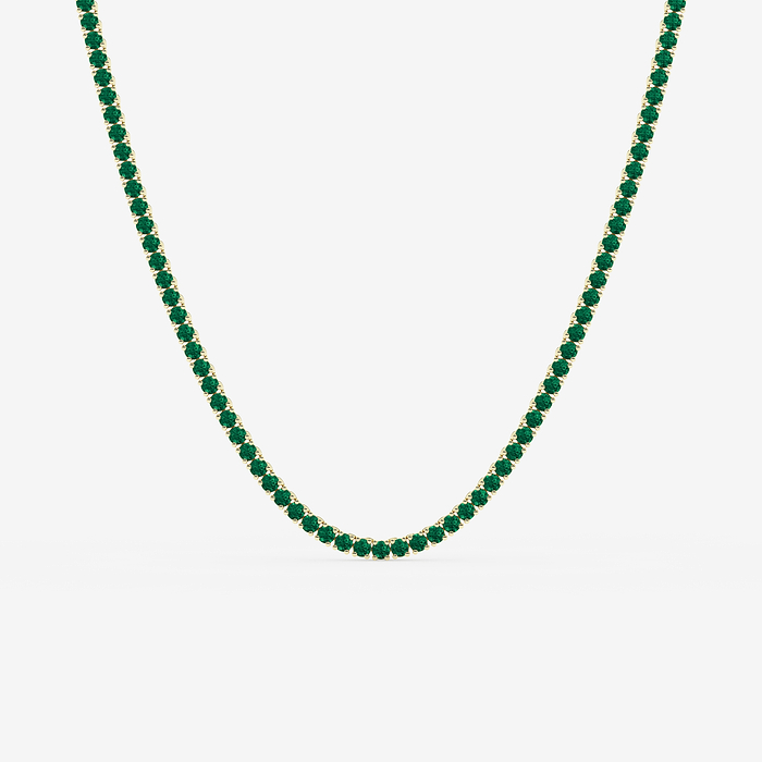 Design ID 12849 - GB Custom 2.80 mm Round Cut Created Emerald Tennis Necklace