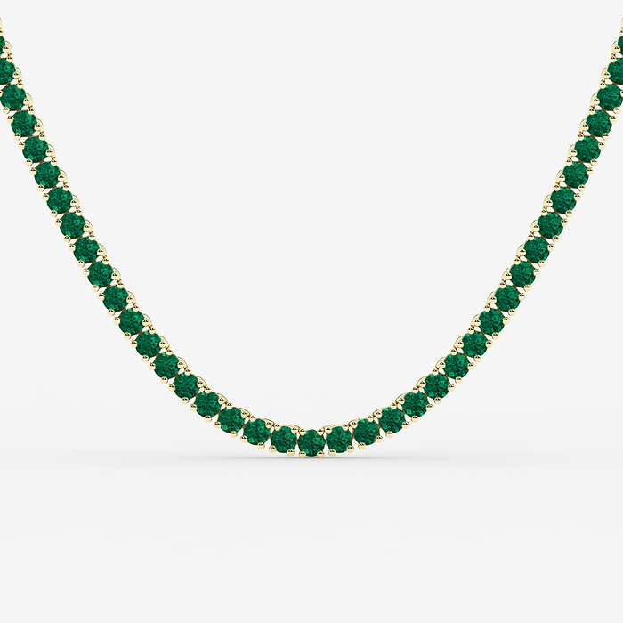 Design ID 12849 - GB Custom 2.80 mm Round Cut Created Emerald Tennis Necklace