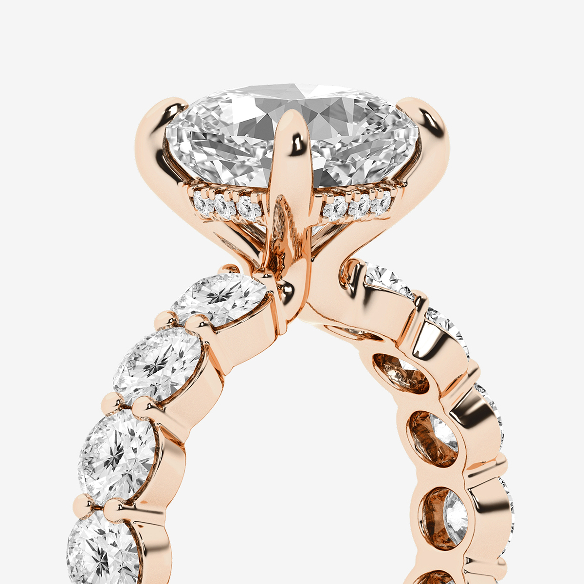 Additional Image 2 for  6 7/8 ctw Cushion Lab Grown Diamond Hidden Halo Eternity Engagement Ring