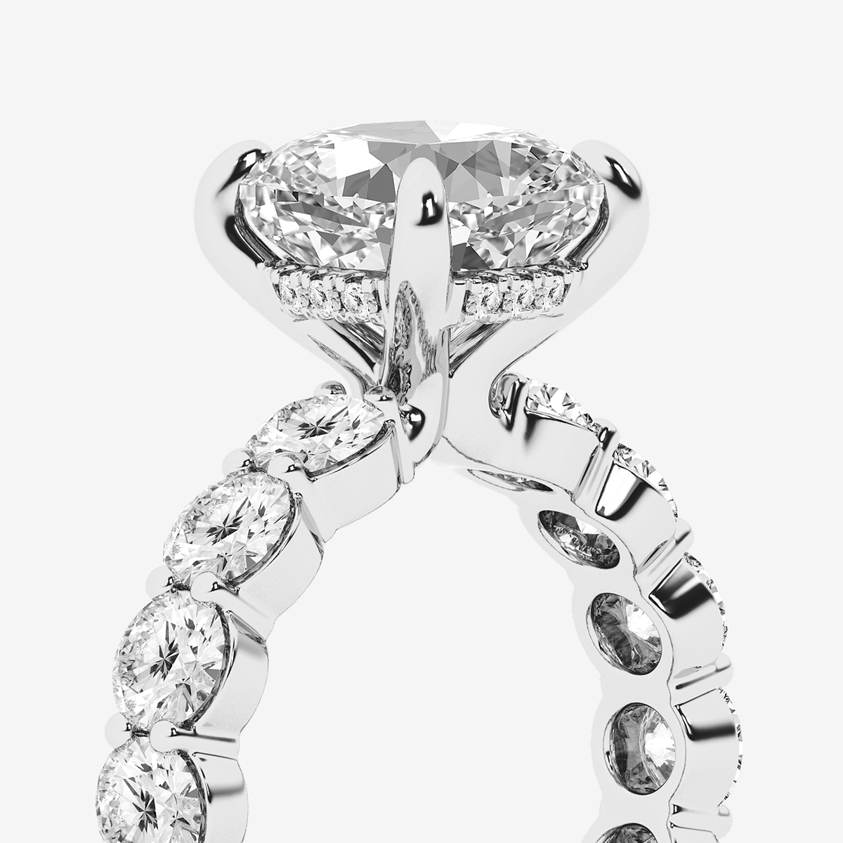 Additional Image 2 for  7 7/8 ctw Cushion Lab Grown Diamond Hidden Halo Eternity Engagement Ring