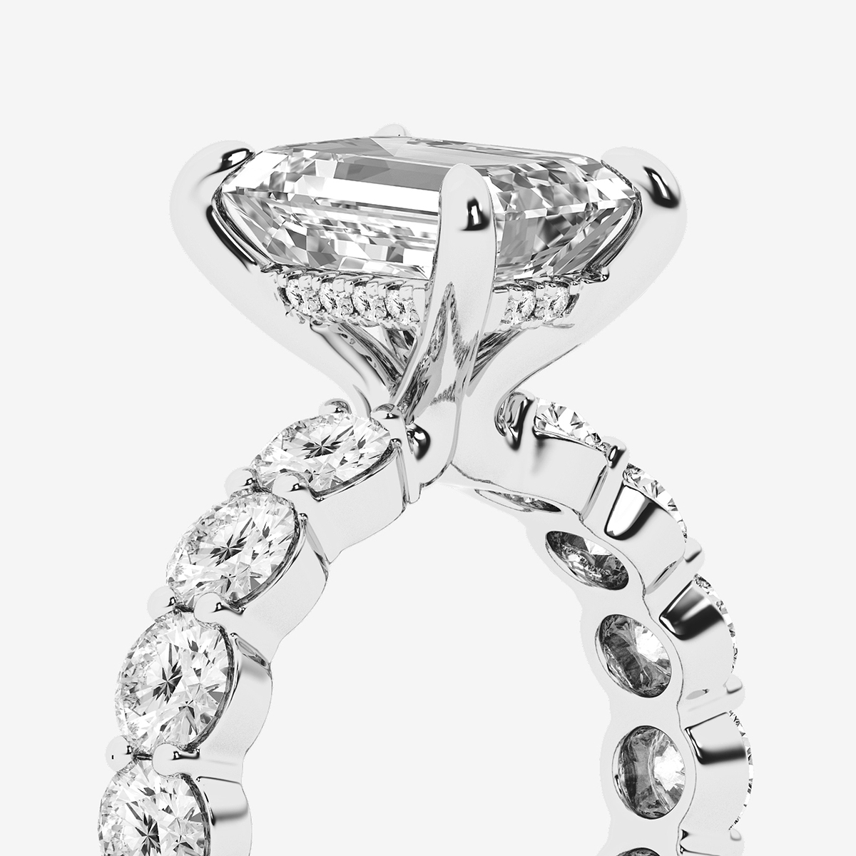 Additional Image 2 for  6 7/8 ctw Emerald Lab Grown Diamond Hidden Halo Eternity Engagement Ring