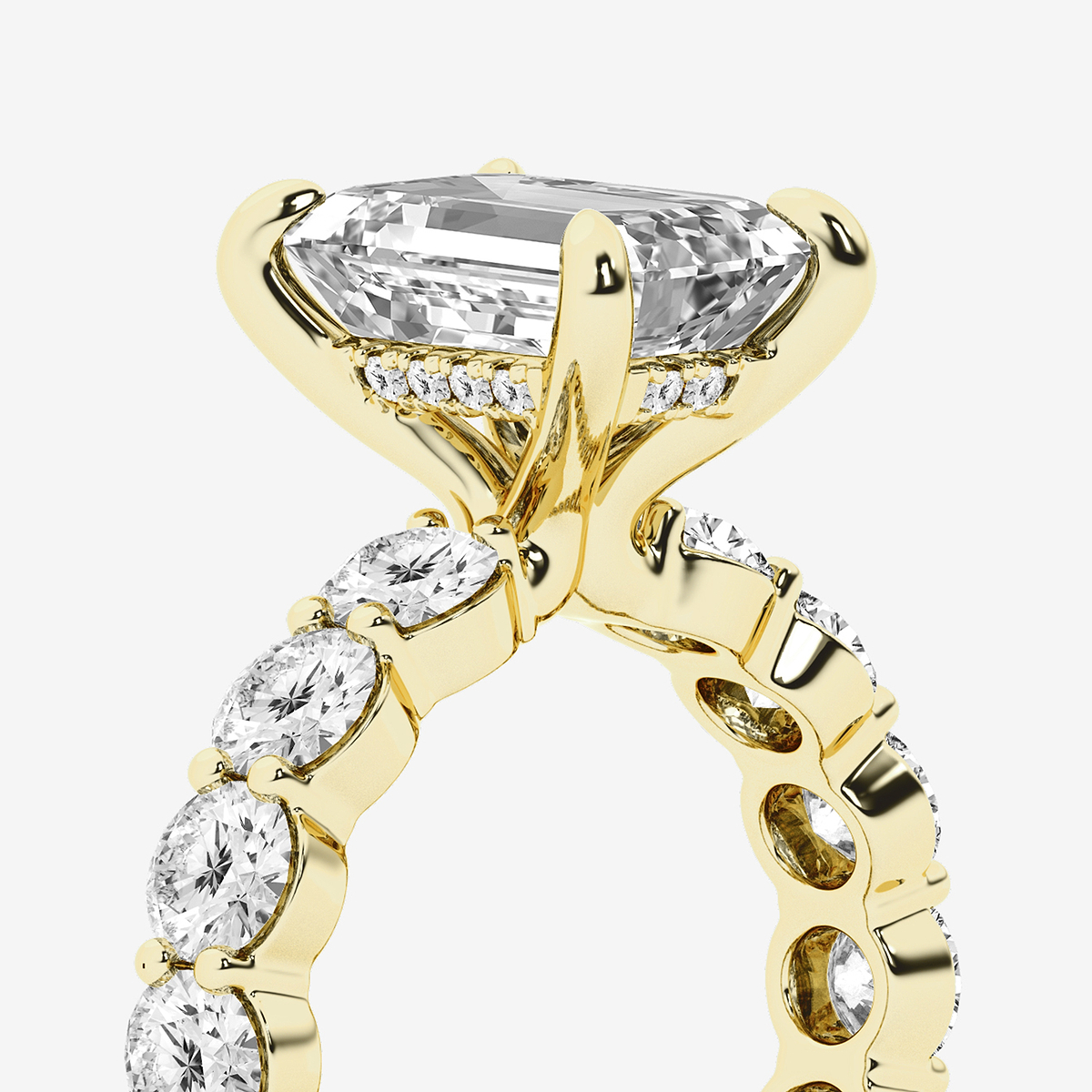 Additional Image 2 for  6 7/8 ctw Emerald Lab Grown Diamond Hidden Halo Eternity Engagement Ring