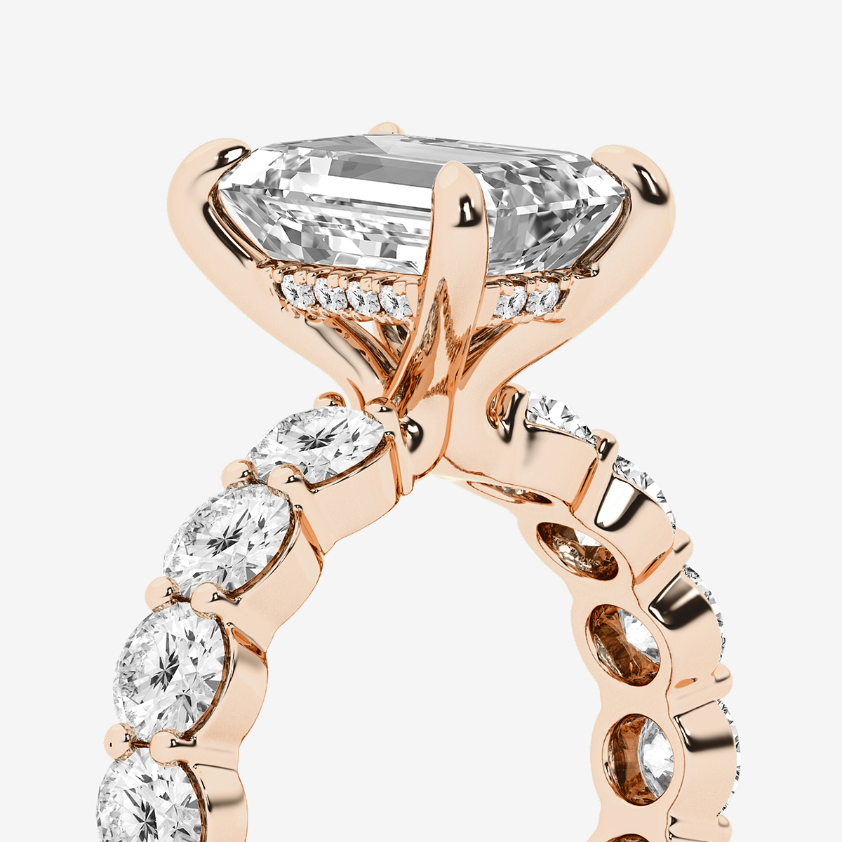 Additional Image 2 for  8 7/8 ctw Emerald Lab Grown Diamond Hidden Halo Eternity Engagement Ring