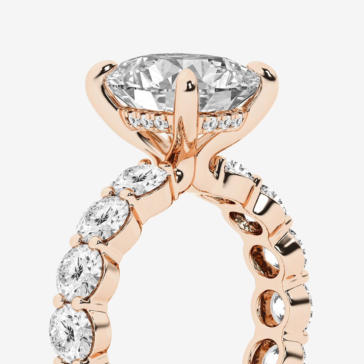 Additional Image 2 for  7 7/8 ctw Elongated Cushion Lab Grown Diamond Hidden Halo Eternity Engagement Ring