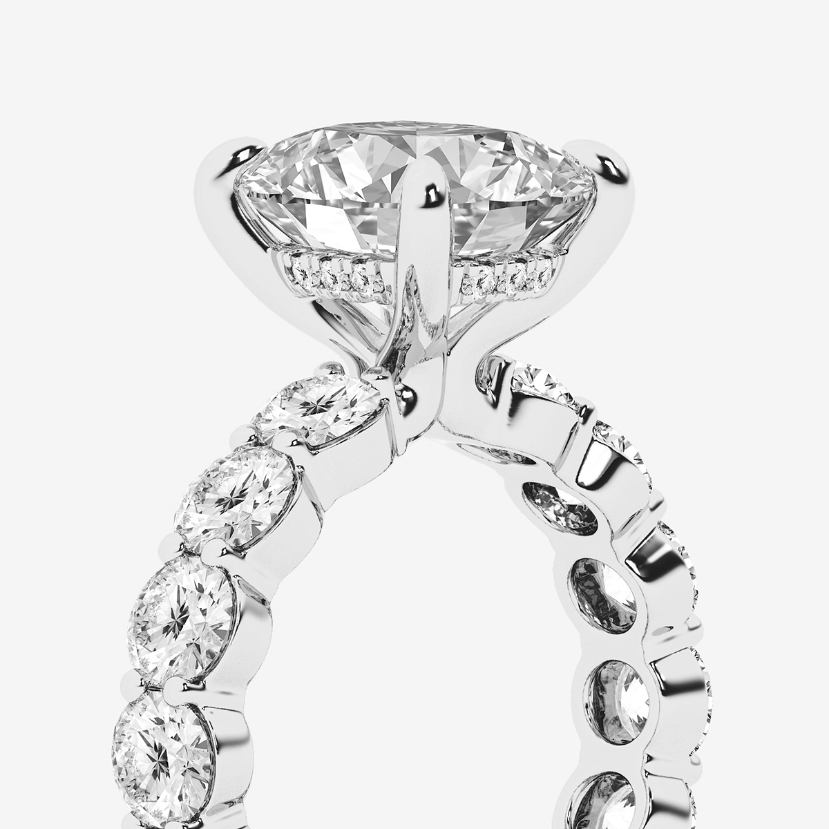 Additional Image 2 for  7 7/8 ctw Elongated Cushion Lab Grown Diamond Hidden Halo Eternity Engagement Ring
