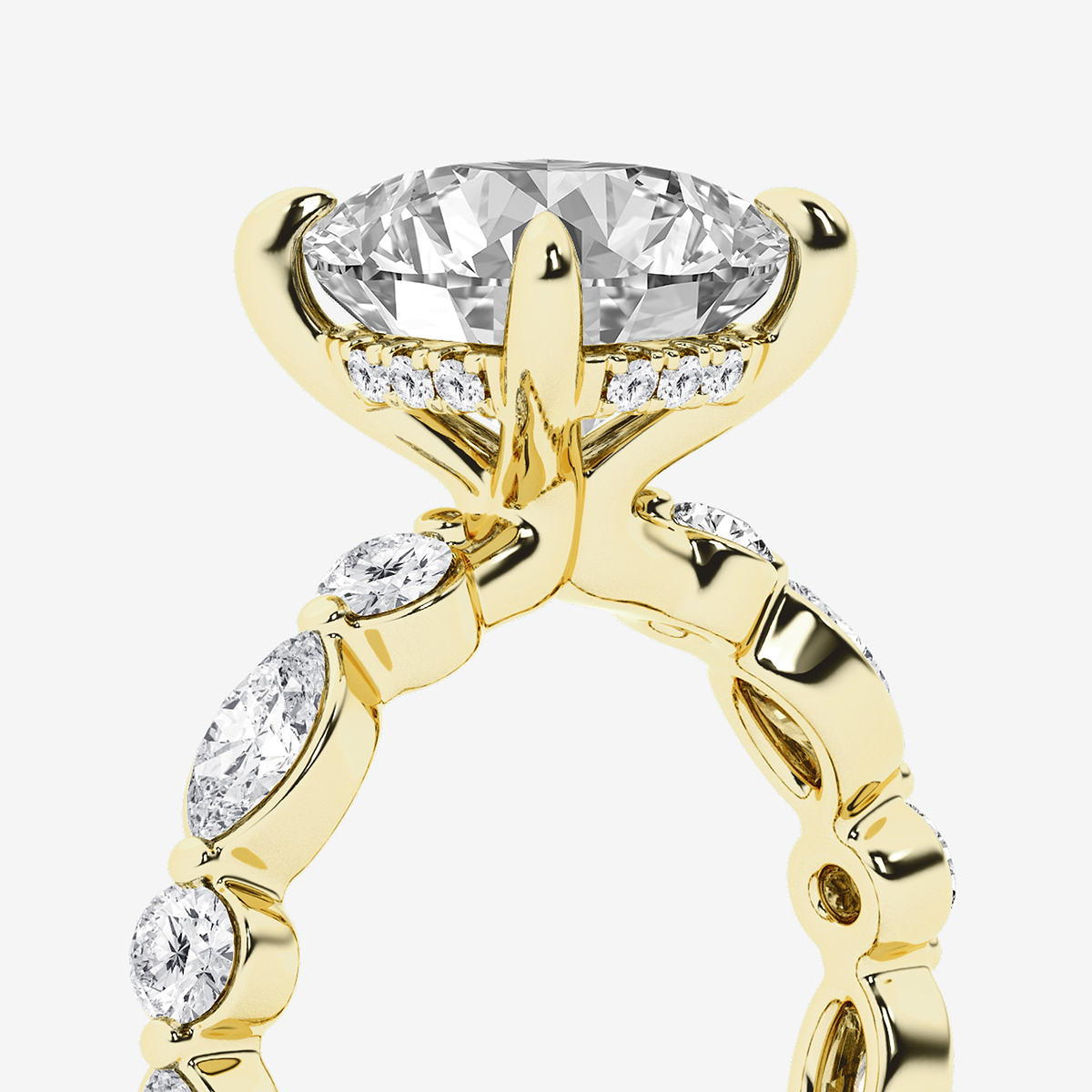 Additional Image 2 for  5 3/4 ctw Cushion Lab Grown Diamond Hidden Halo Alternating Round and Marquise Eternity Engagement Ring
