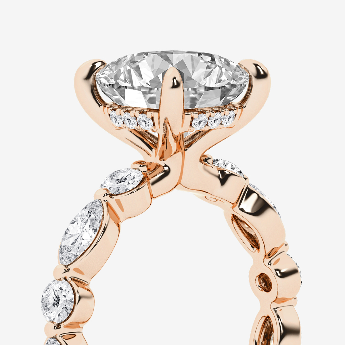 Additional Image 2 for  6 3/4 ctw Cushion Lab Grown Diamond Hidden Halo Alternating Round and Marquise Eternity Engagement Ring