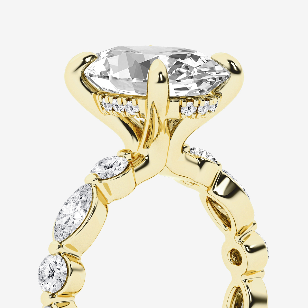 Additional Image 2 for  4 3/4 ctw Oval Lab Grown Diamond Hidden Halo Alternating Round and Marquise Eternity Engagement Ring