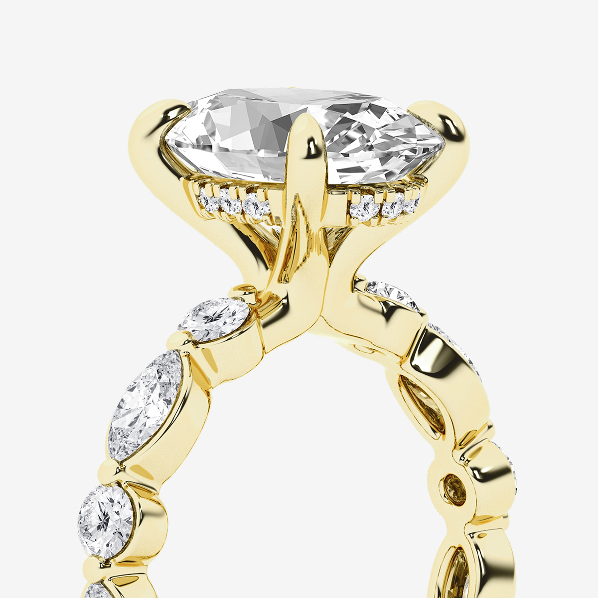 Additional Image 2 for  5 3/4 ctw Oval Lab Grown Diamond Hidden Halo Alternating Round and Marquise Eternity Engagement Ring