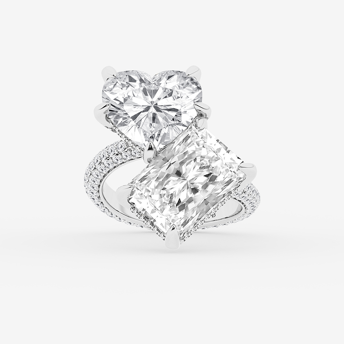 Design ID 12982 - GB Custom 13 1/5 ctw Heart and Radiant Lab Grown Diamond Hidden Halo Engagement Ring