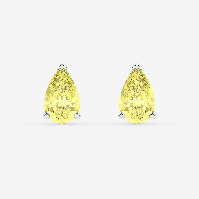 Design ID 12987 - GB Custom 1 ctw Pear Fancy Yellow Lab Grown Diamond Solitaire Earrings