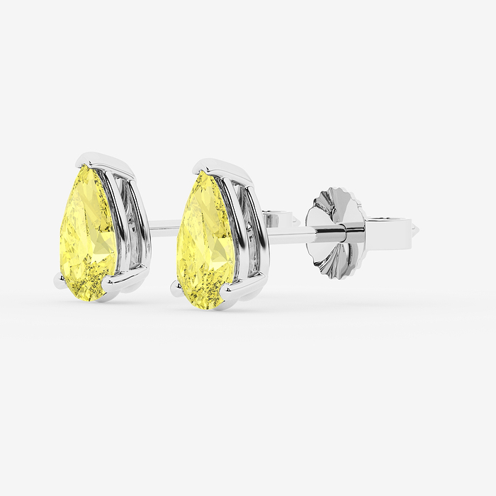 Design ID 12987 - GB Custom 1 ctw Pear Fancy Yellow Lab Grown Diamond Solitaire Earrings