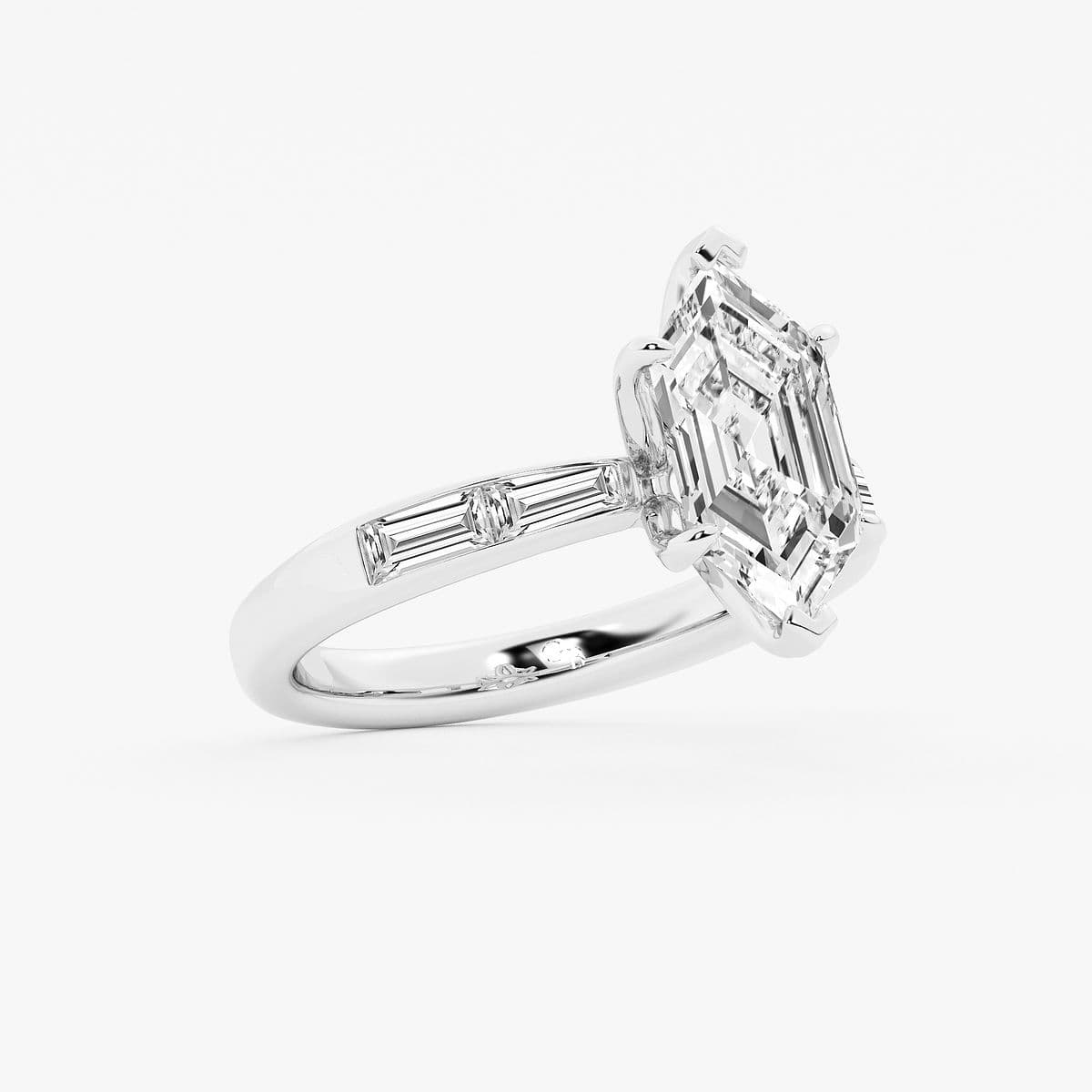 3 ctw Dutch Marquise Lab Grown Diamond Side Stone Engagement Ring Platinum, E, VS1