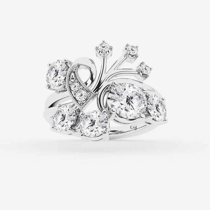 Design ID 12530 - GB Custom 3 1/6 ctw Round Lab Grown Diamond Side Stone Engagement Ring