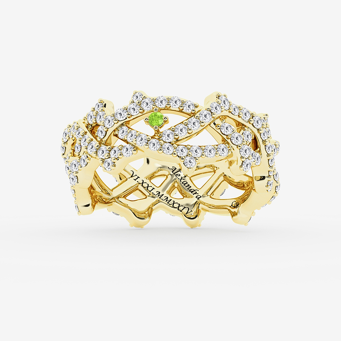 Design ID 4960 - Truly Custom 1.80 mm Round Cut Created Peridot and  2 ctw Round Lab Grown Diamond Fashion Ring