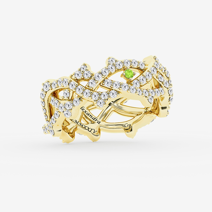Design ID 4960 - Truly Custom 1.80 mm Round Cut Created Peridot and  2 ctw Round Lab Grown Diamond Fashion Ring