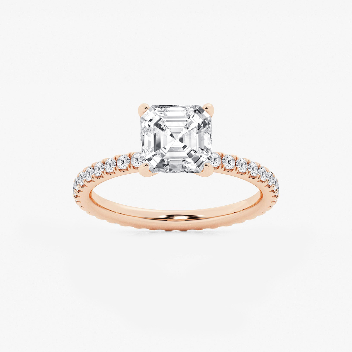 3 ctw Asscher Lab Grown Diamond Eternity Engagement Ring