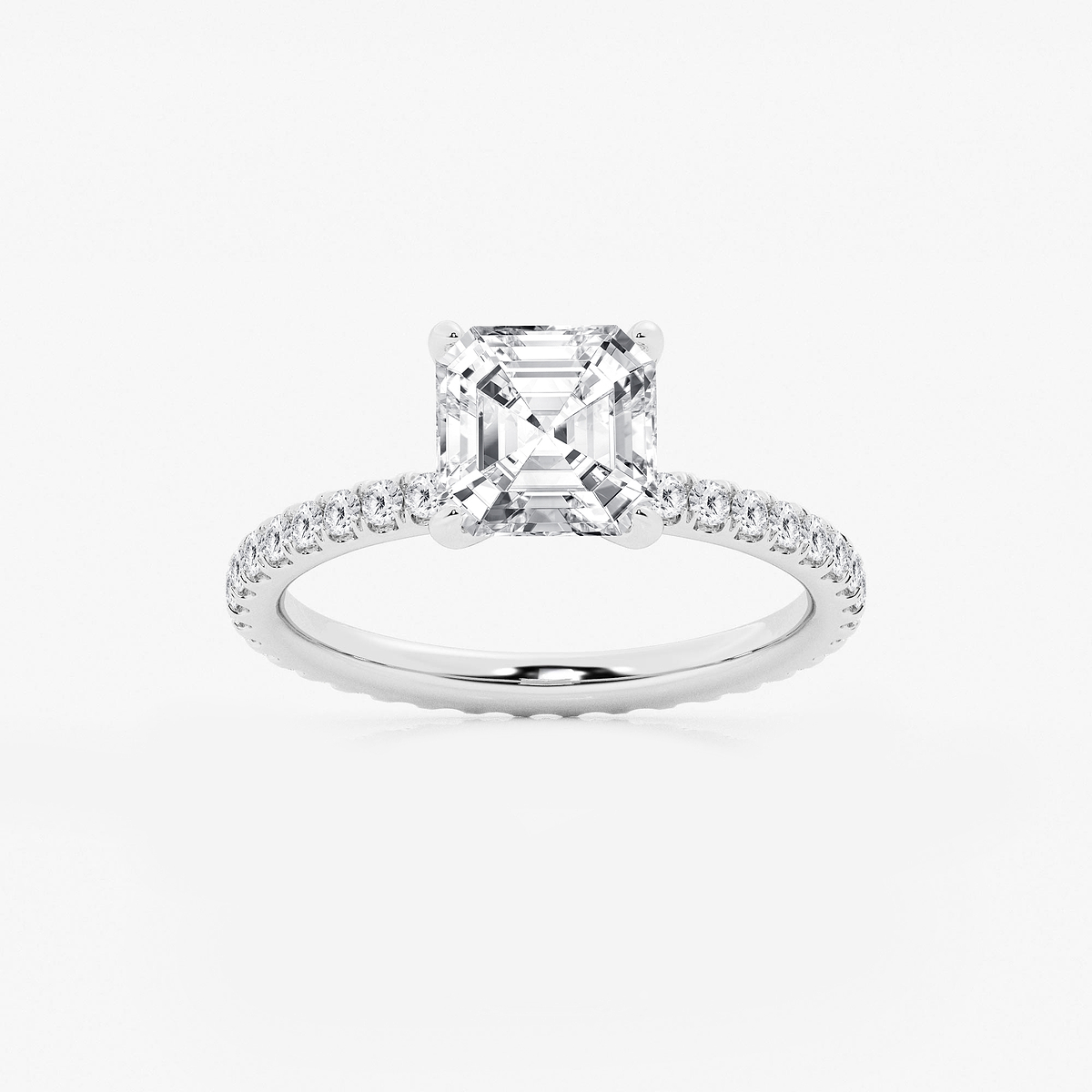 3 ctw Asscher Lab Grown Diamond Eternity Engagement Ring