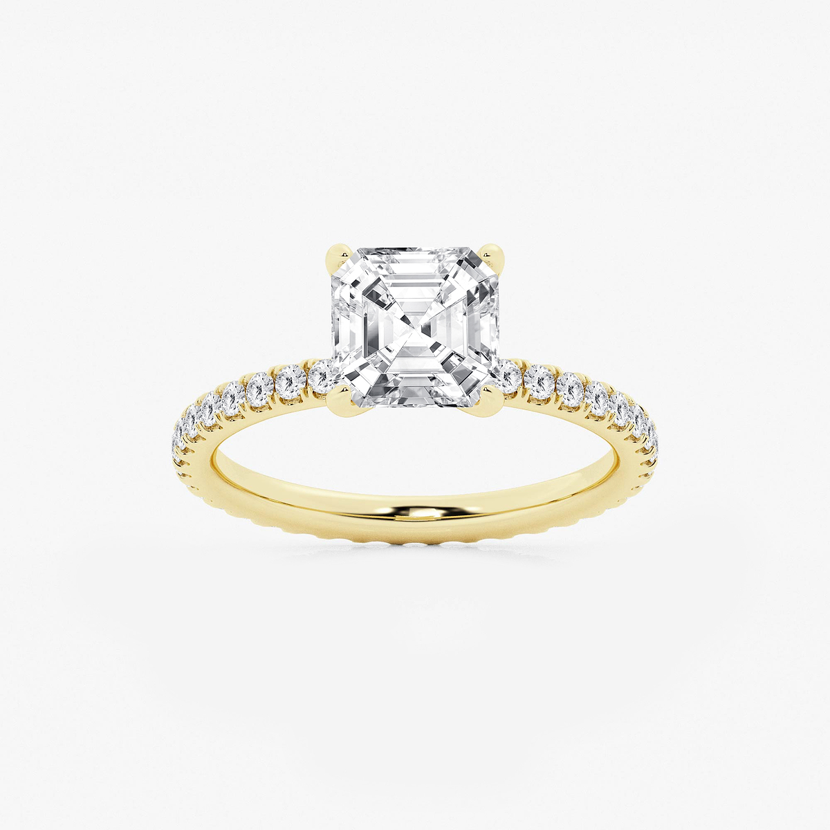 3 ctw Asscher Lab Grown Diamond Eternity Engagement Ring
