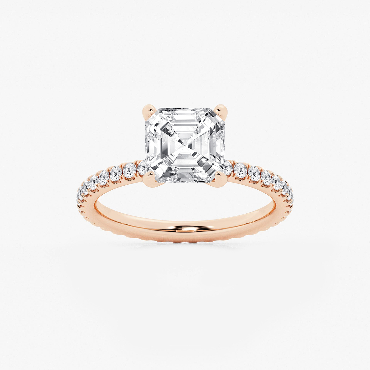 7 ctw Asscher Lab Grown Diamond Eternity Engagement Ring
