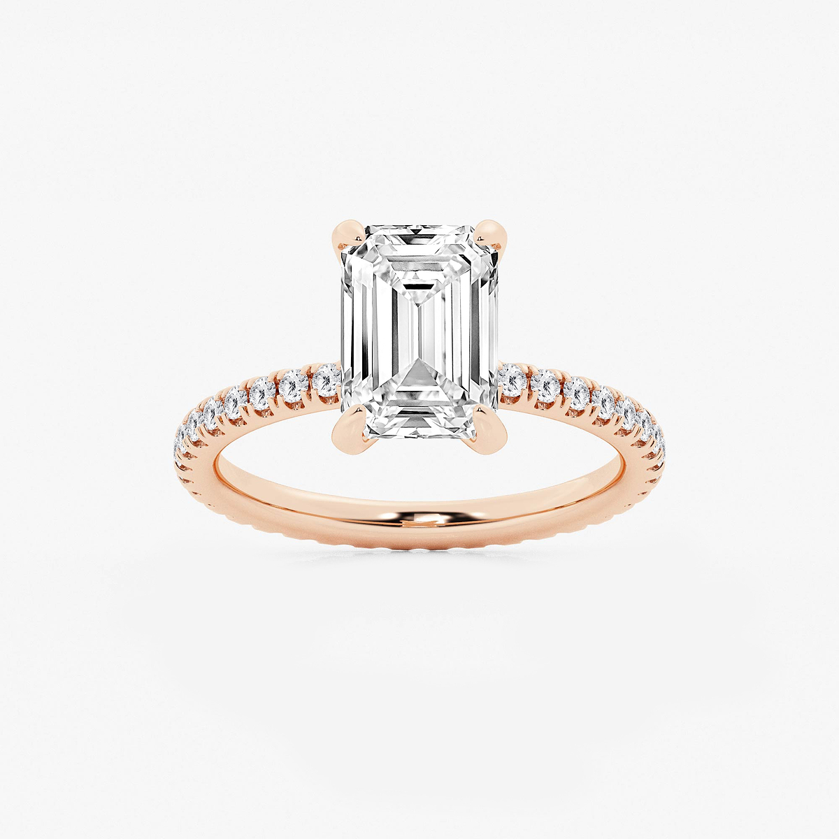 7 ctw Emerald Lab Grown Diamond Eternity Engagement Ring