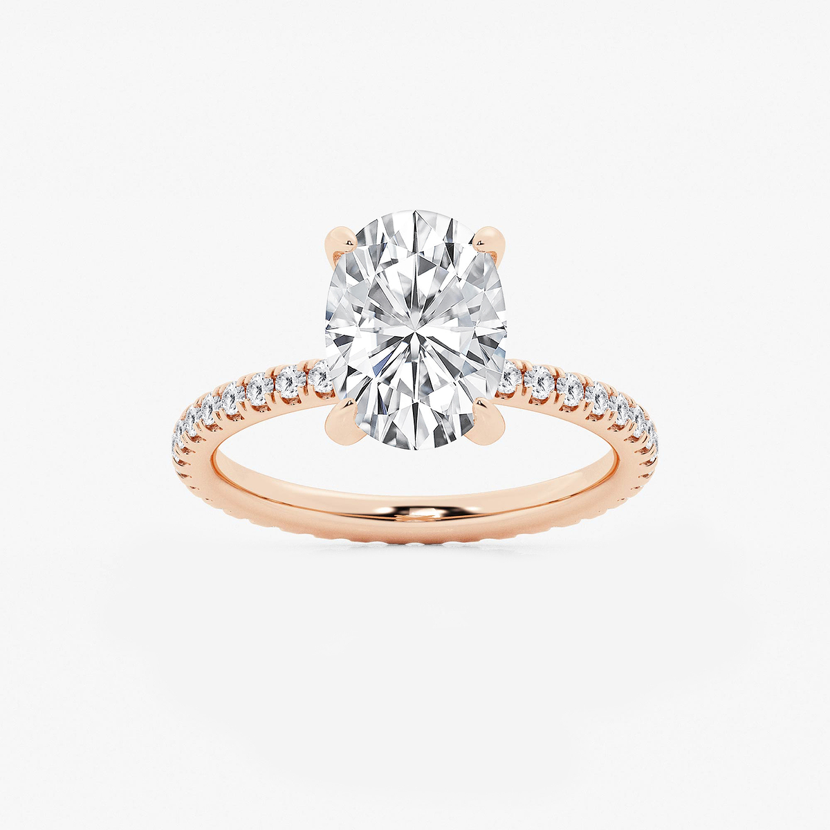 4 1/4 ctw Oval Lab Grown Diamond Eternity Engagement Ring