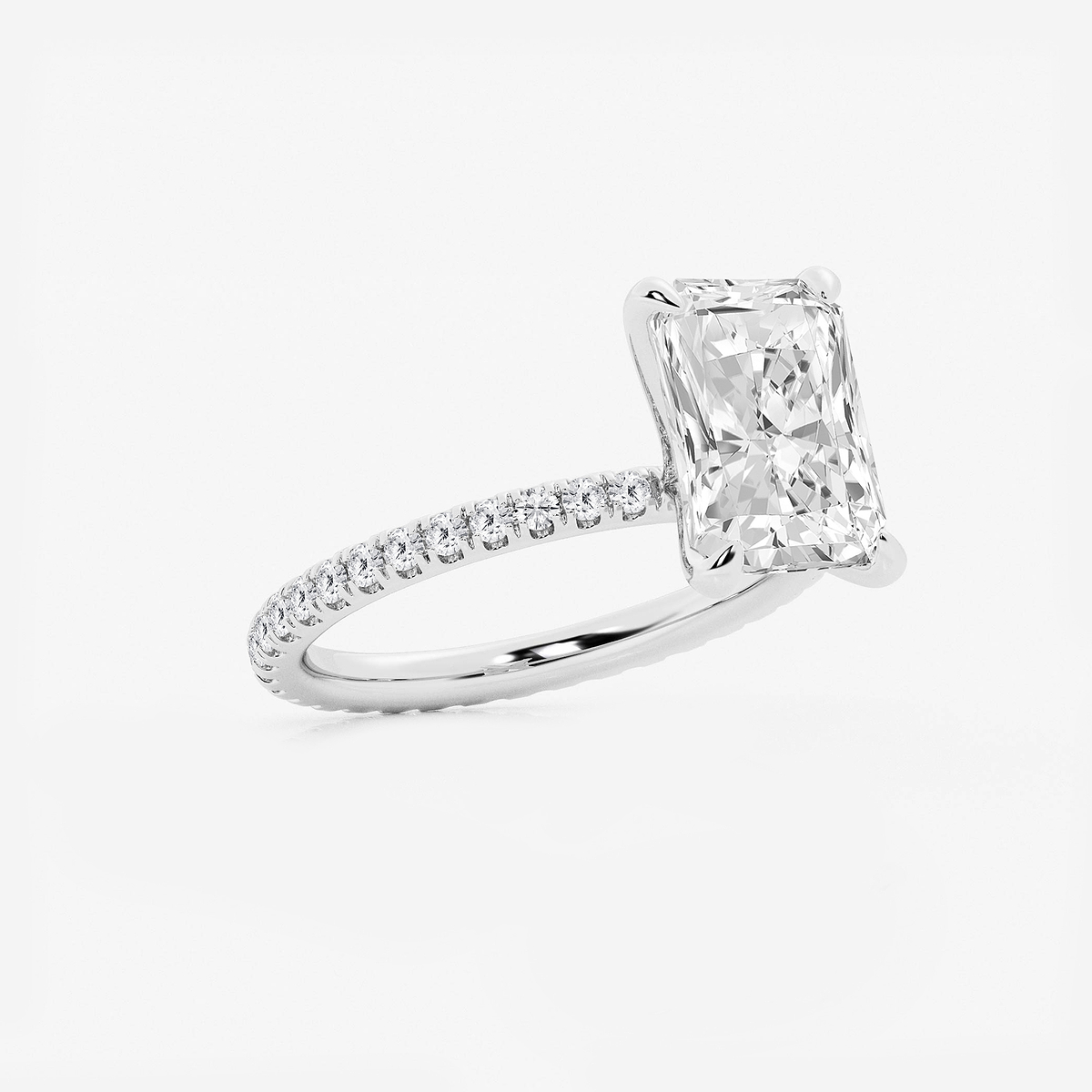 4 3/4 ctw Radiant Lab Grown Diamond Eternity Engagement Ring 14K White Gold, F, VS2