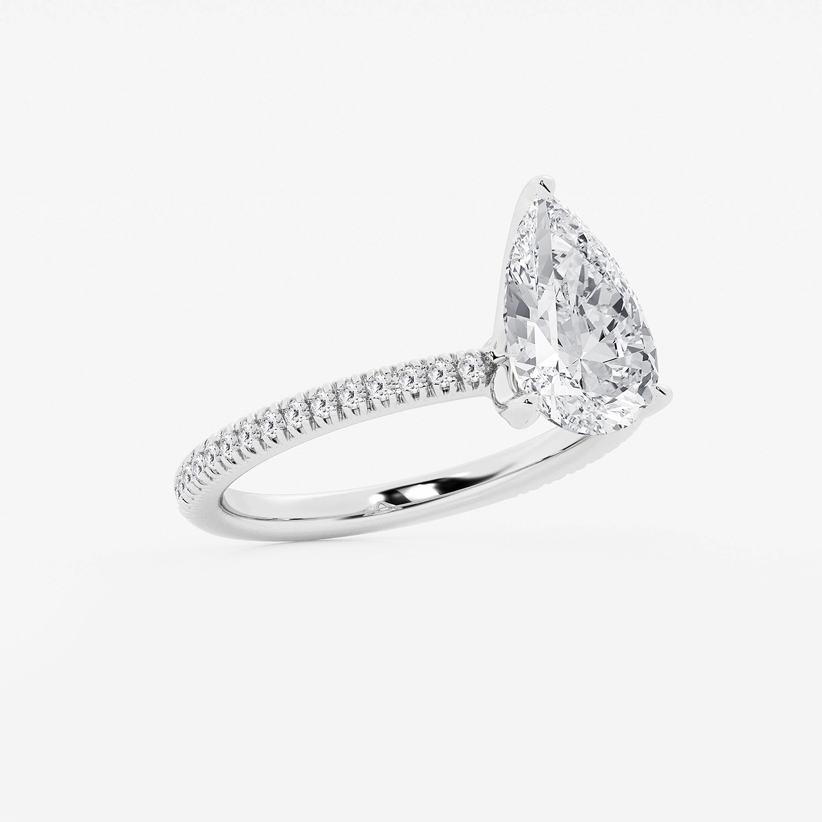 Additional Image 1 for  2 3/4 ctw Pear Lab Grown Diamond Scalloped classic Pave Solitaire Engagement Ring with Side Accents