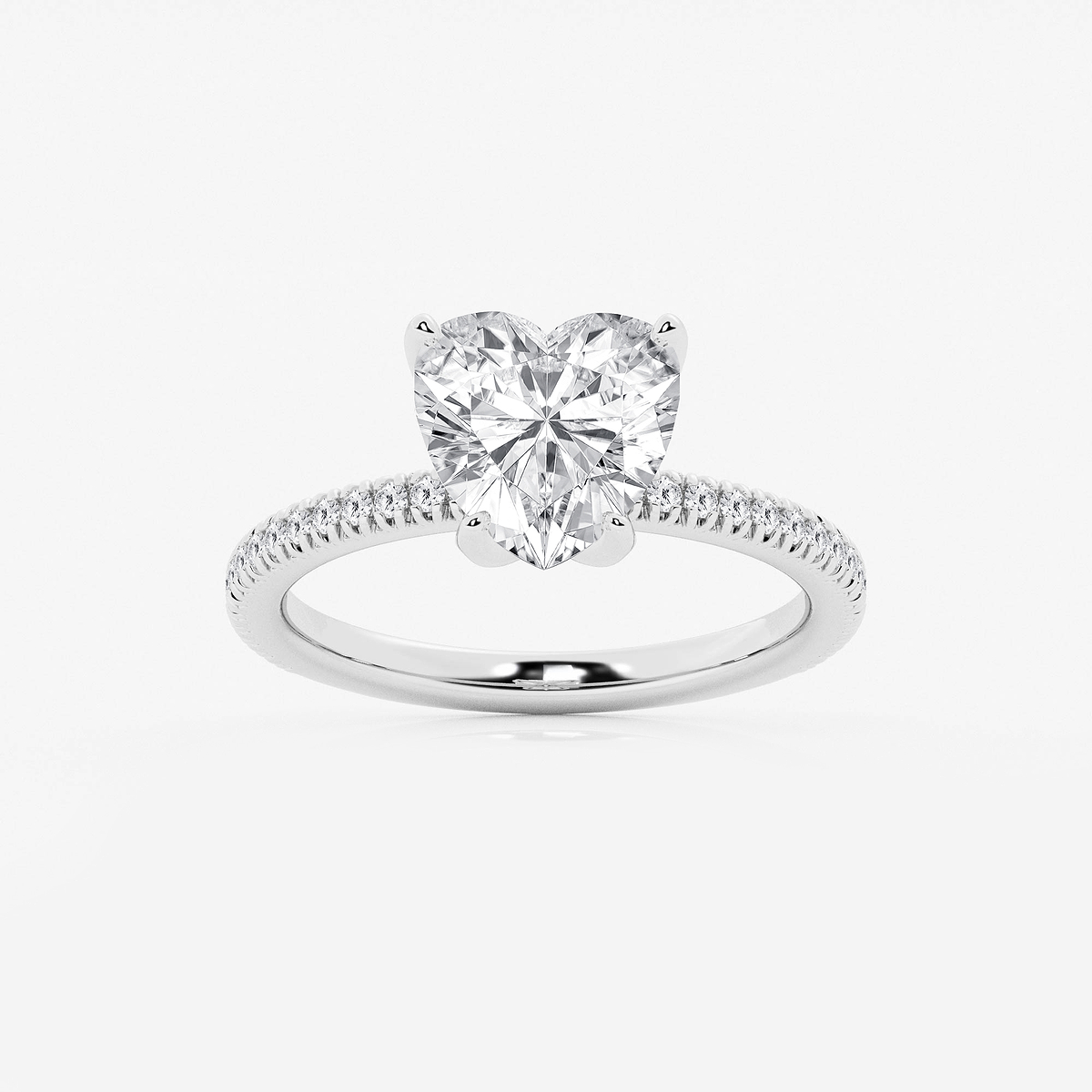 2 3/4 ctw Heart Lab Grown Diamond Scalloped classic Pave Solitaire Engagement Ring with Side Accents