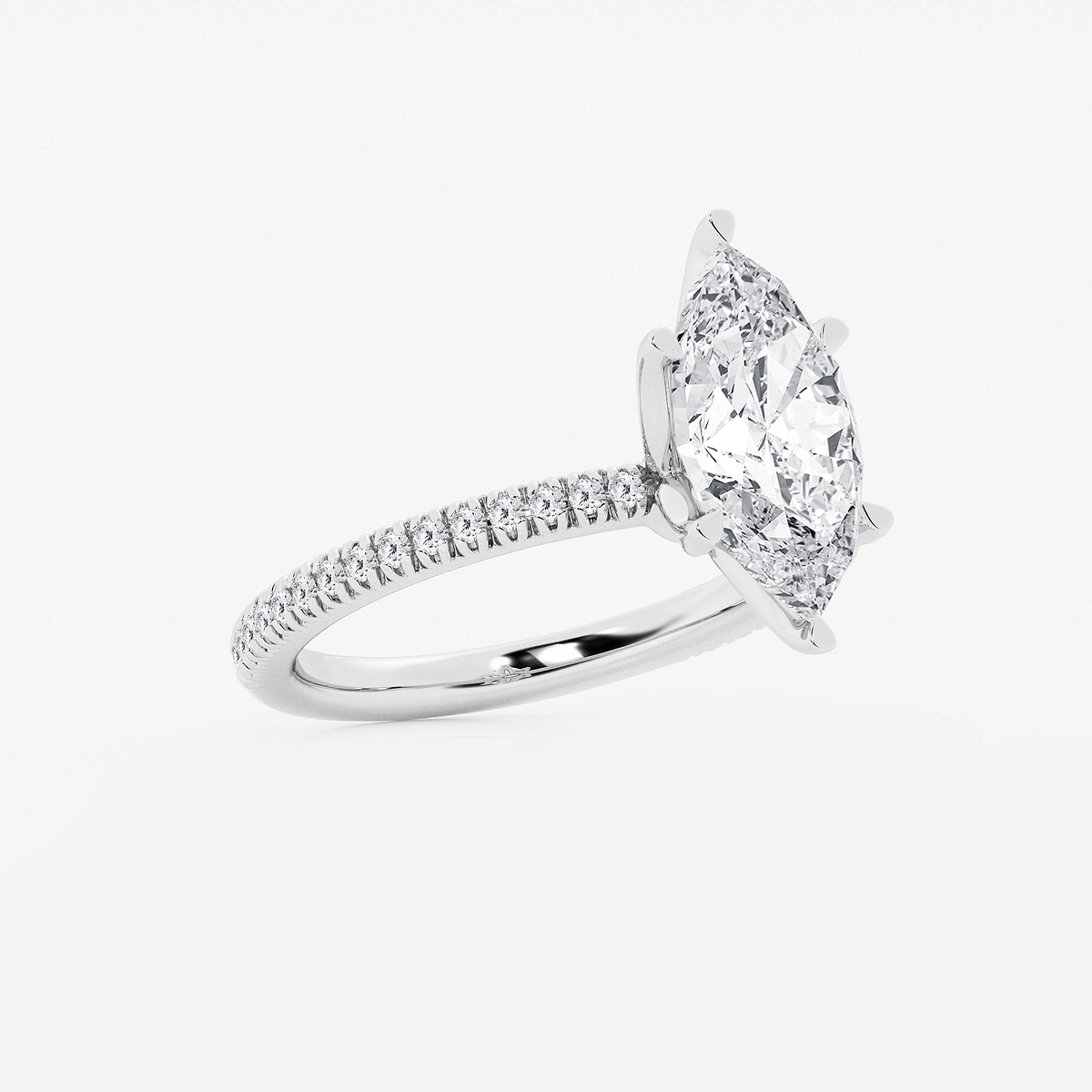 Additional Image 1 for  2 3/4 ctw Marquise Lab Grown Diamond Scalloped classic Pave Solitaire Engagement Ring with Side Accents