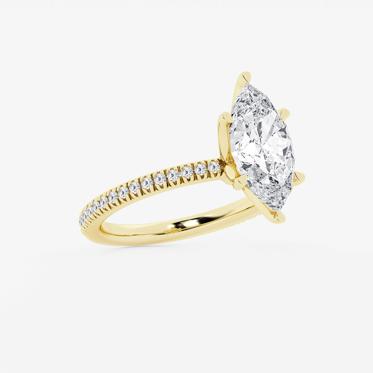 Additional Image 1 for  2 3/4 ctw Marquise Lab Grown Diamond Scalloped classic Pave Solitaire Engagement Ring with Side Accents