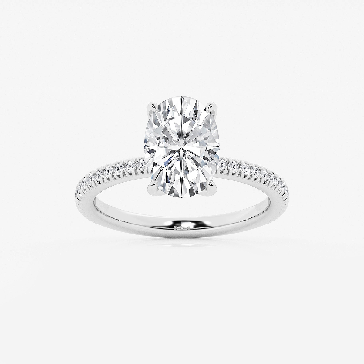 2 3/4 ctw Oval Lab Grown Diamond Scalloped classic Pave Solitaire Engagement Ring with Side Accents