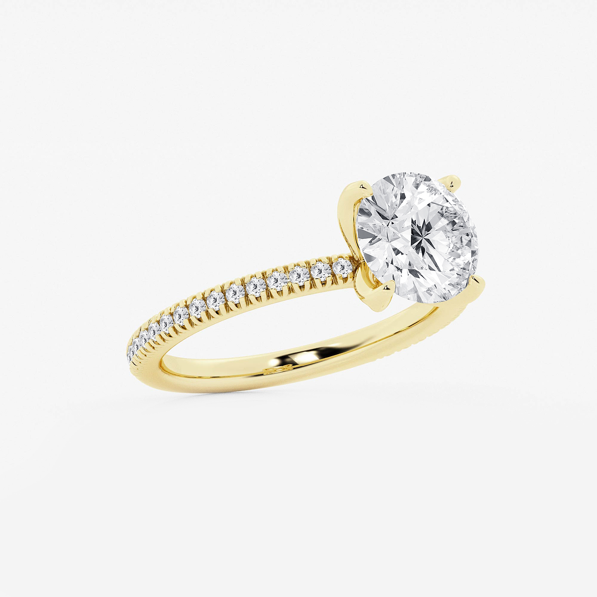 Additional Image 1 for  2 3/4 ctw Round Lab Grown Diamond Scalloped classic Pave Solitaire Engagement Ring with Side Accents