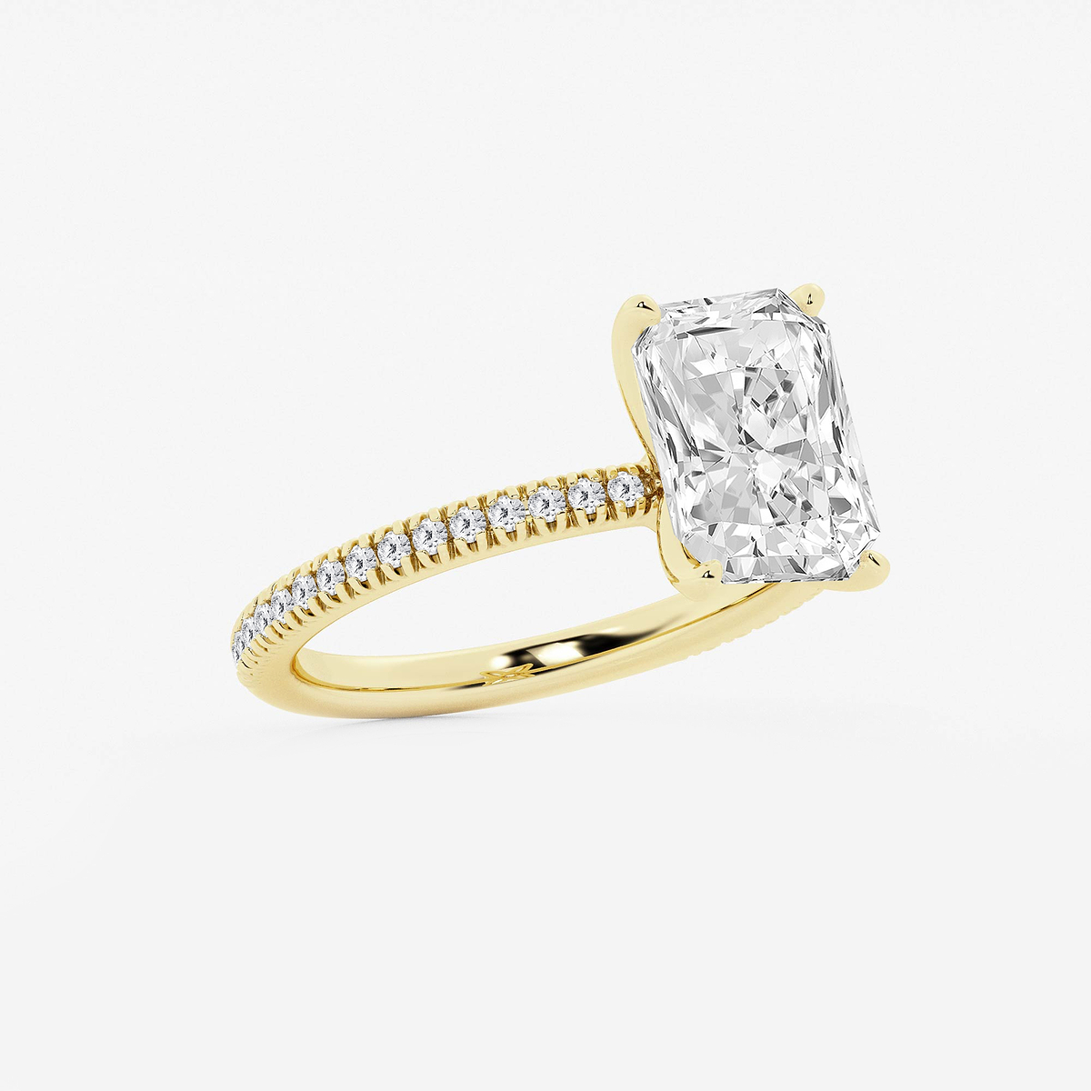 Additional Image 1 for  2 3/4 ctw Radiant Lab Grown Diamond Scalloped classic Pave Solitaire Engagement Ring with Side Accents