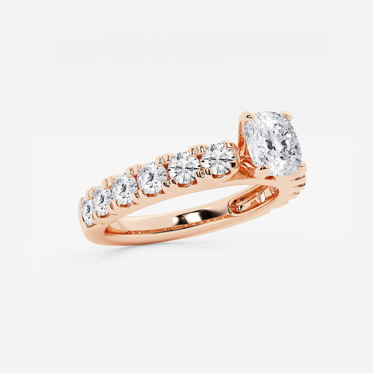 Additional Image 1 for  2 ctw Cushion Lab Grown Diamond Engagement Ring with Split Prong Side Accents