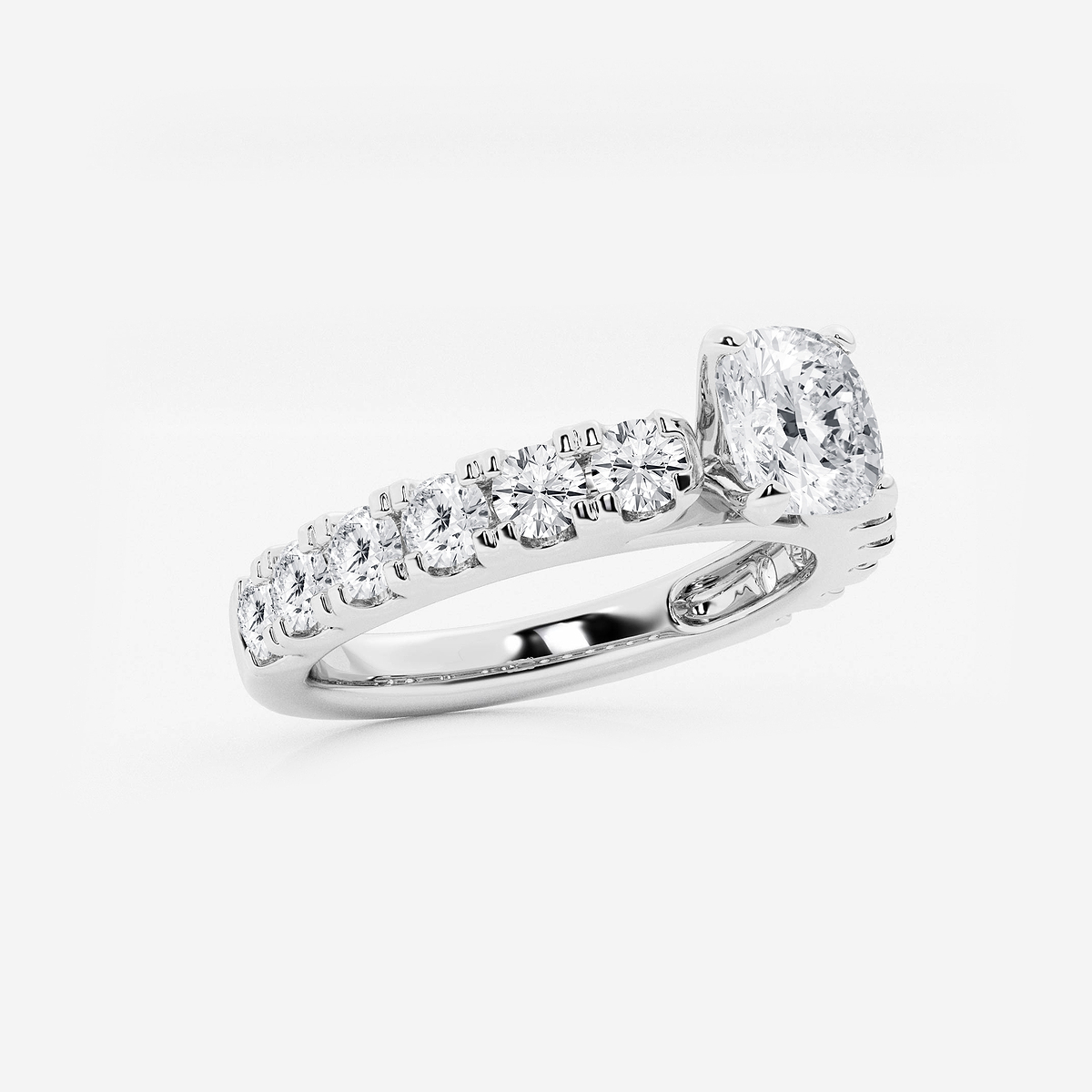 Additional Image 1 for  2 ctw Cushion Lab Grown Diamond Engagement Ring with Split Prong Side Accents