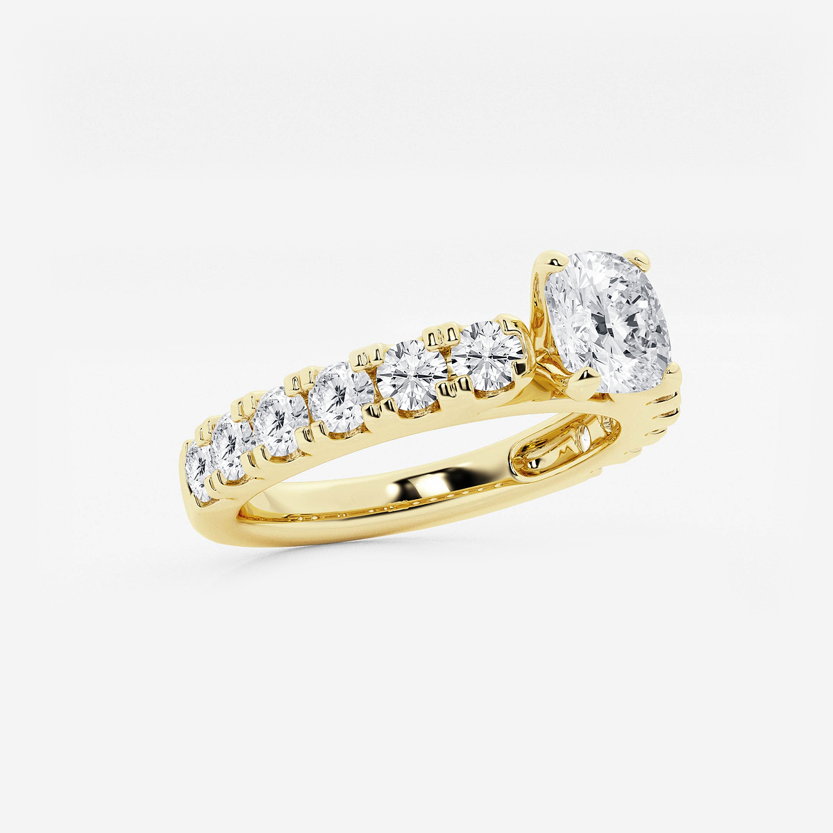 Additional Image 1 for  2 ctw Cushion Lab Grown Diamond Engagement Ring with Split Prong Side Accents