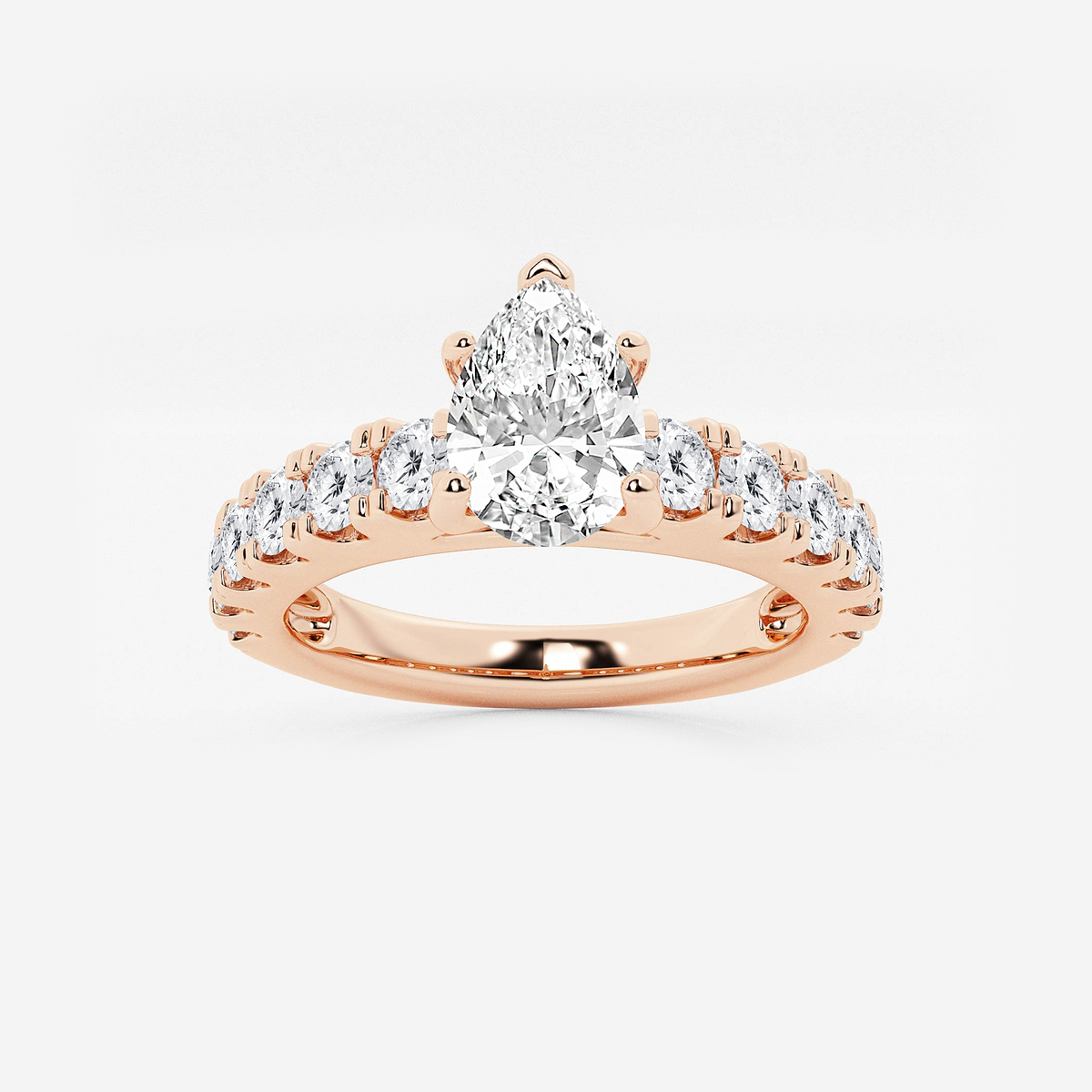2 ctw Pear Lab Grown Diamond Engagement Ring with Split Prong Side Accents