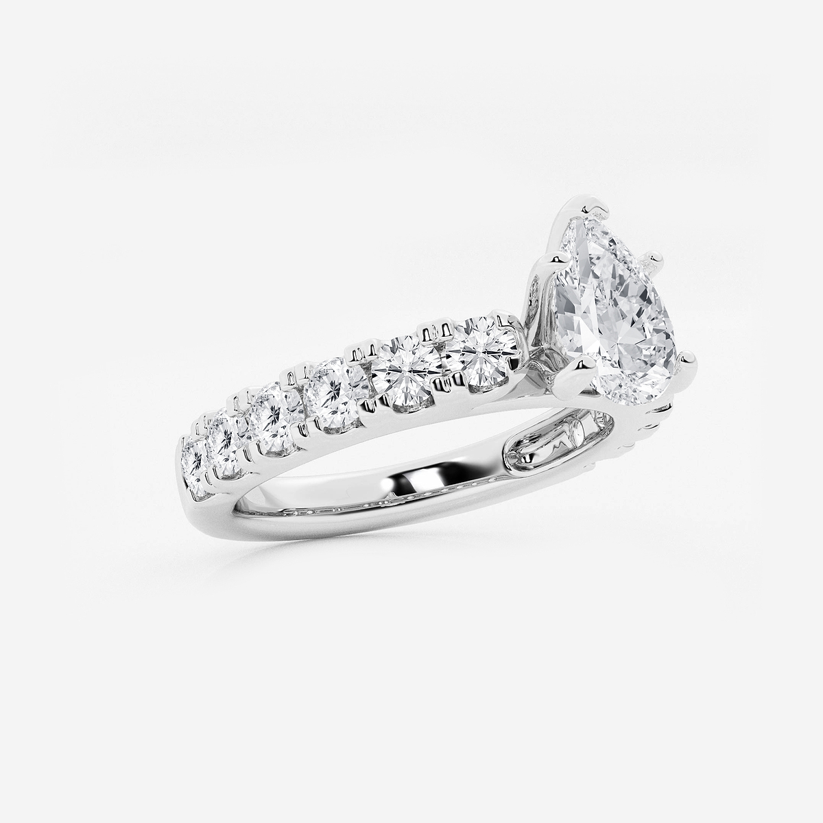 Additional Image 1 for  2 ctw Pear Lab Grown Diamond Engagement Ring with Split Prong Side Accents