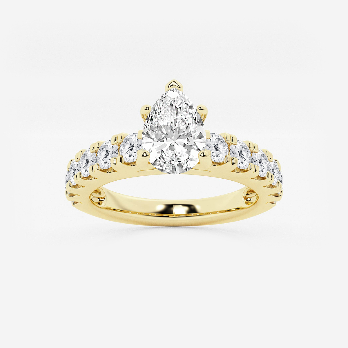 2 ctw Pear Lab Grown Diamond Engagement Ring with Split Prong Side Accents