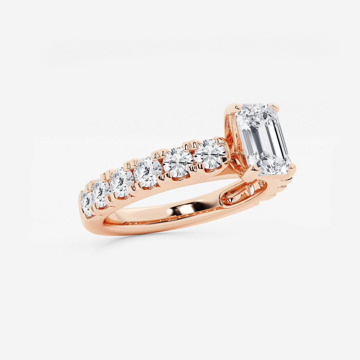 Additional Image 1 for  2 ctw Emerald Lab Grown Diamond Engagement Ring with Split Prong Side Accents