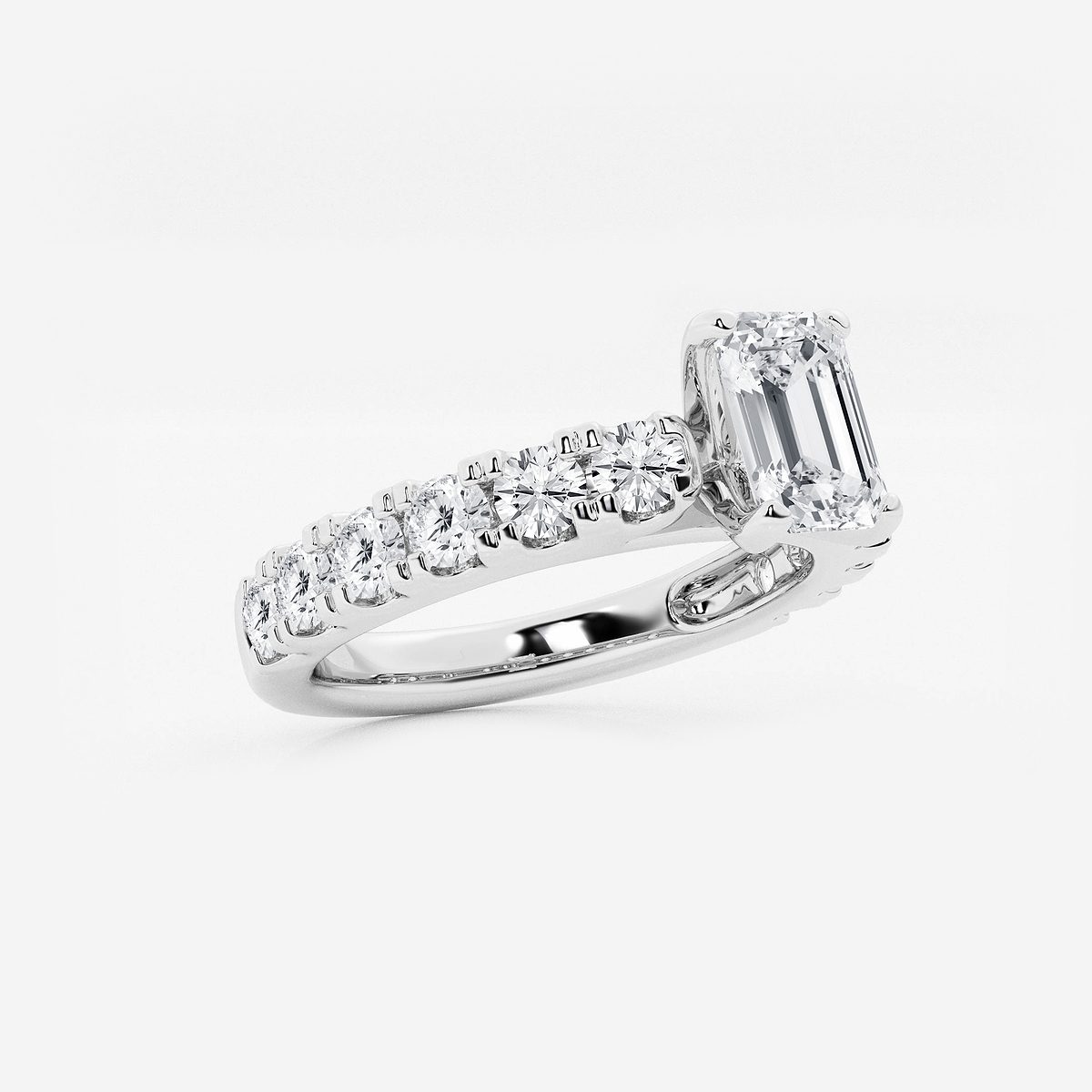 Additional Image 1 for  2 ctw Emerald Lab Grown Diamond Engagement Ring with Split Prong Side Accents
