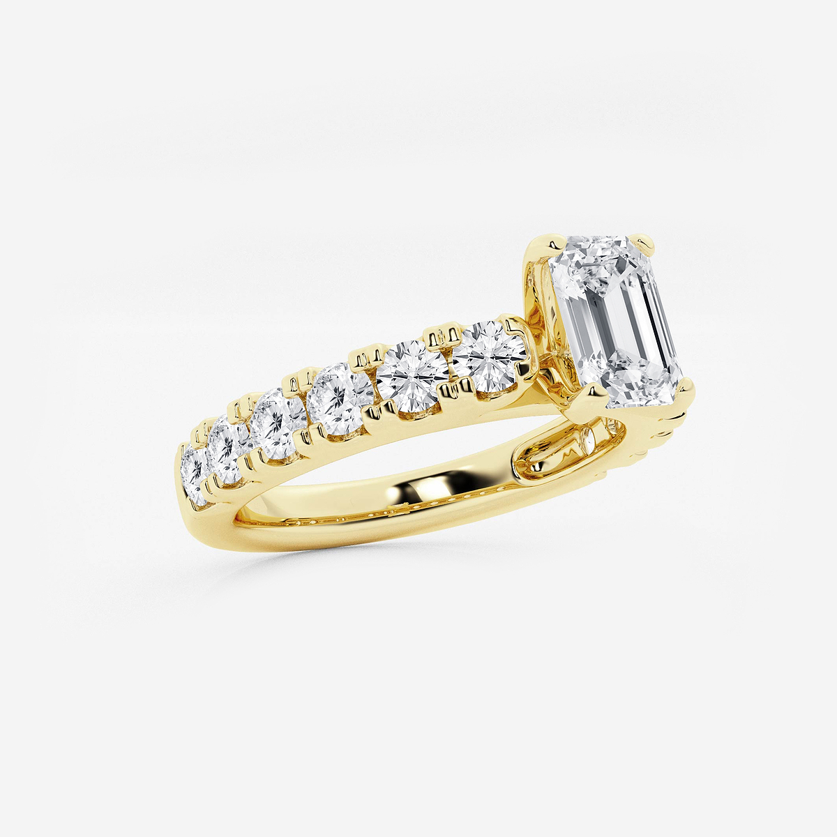 Additional Image 1 for  2 ctw Emerald Lab Grown Diamond Engagement Ring with Split Prong Side Accents