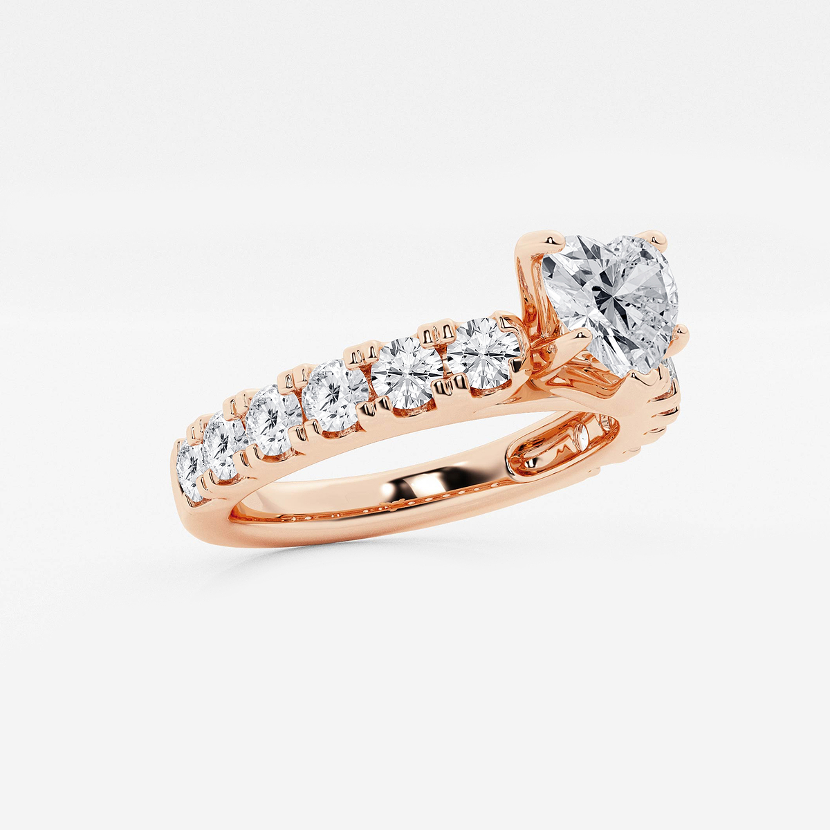 Additional Image 1 for  2 ctw Heart Lab Grown Diamond Engagement Ring with Split Prong Side Accents